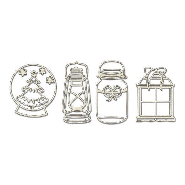 Winter Icons Chipboard Embellishments - White