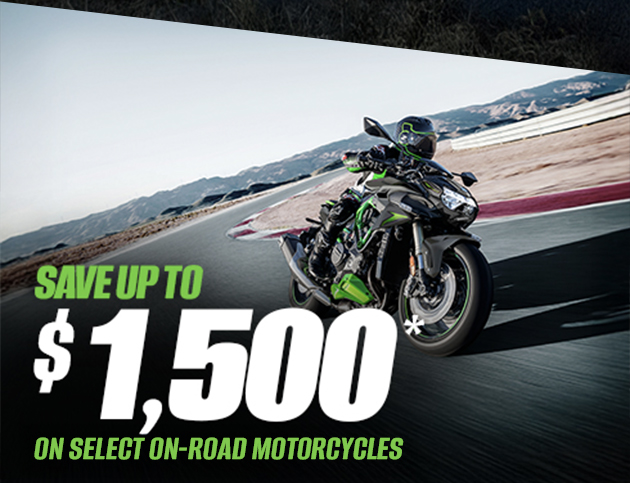 SAVE UP TO $1,500* ON SELECT ON-ROAD MOTORCYCLES