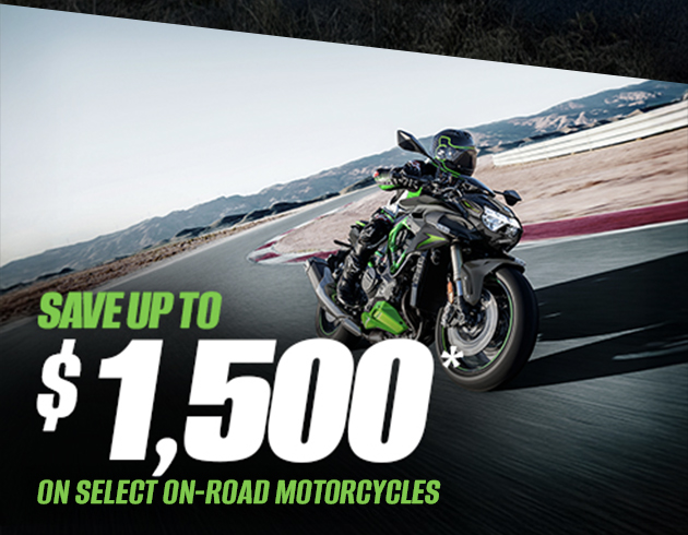 SAVE UP TO $1,500* ON SELECT ON-ROAD MOTORCYCLES