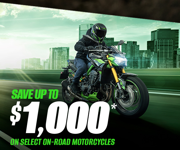 SAVE UP TO $1,000* ON SELECT ON-ROAD MOTORCYCLES