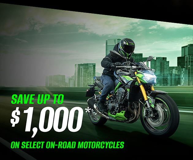 SAVE UP TO $1,000* ON SELECT ON-ROAD MOTORCYCLES