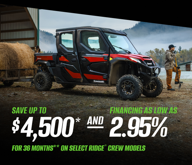 SAVE UP TO $4,500* AND FINANCING AS LOW AS 2.95% FOR 36 MONTHS** ON SELECT RIDGE® CREW MODELS