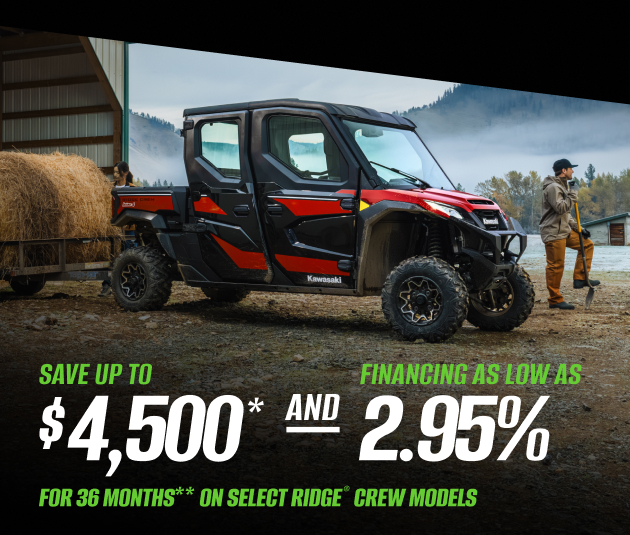 SAVE UP TO $4,500* AND FINANCING AS LOW AS 2.95% FOR 36 MONTHS** ON SELECT RIDGE® CREW MODELS