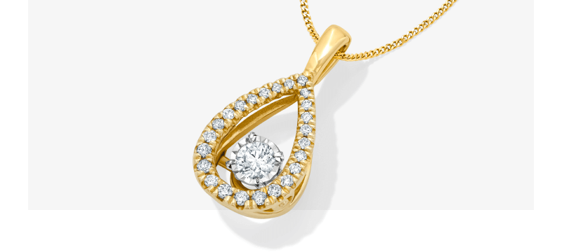 Unstoppable Love Diamond Teardrop Frame Necklace 1/2 ct tw 10K Yellow Gold 19