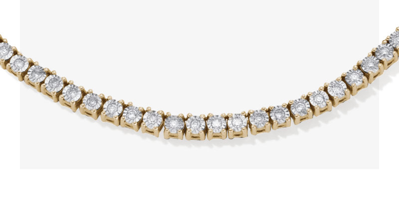 Men’s Round-Cut Diamond Tennis Necklace 3 ct tw 10K Yellow Gold 20”.