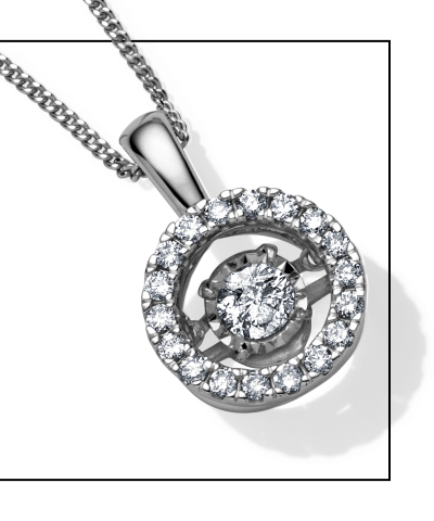 White Lab-Created Sapphire Halo Necklace Sterling Silver 18