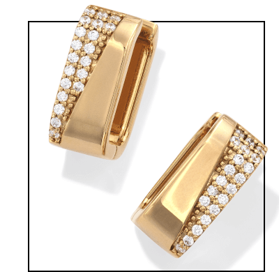 STUDIO BY KAY Diamond Wide Square Hoop Earrings 1/5 ct tw 24K Yellow Gold Vermeil Sterling Silver
