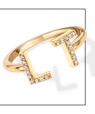 1/20 - 1/8 ct tw Diamond Couple's Initials Open Ring
