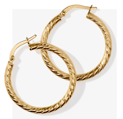 Italian Brilliance Diamond-Cut Hoop Earrings 14K Yellow Gold 20mm