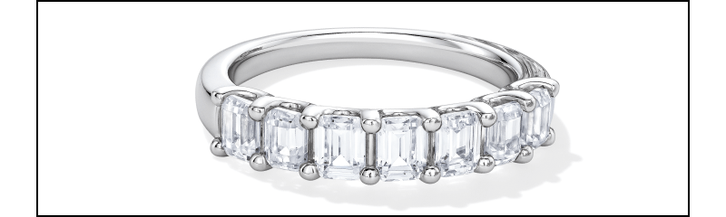 Now + Forever Lab-Grown Diamonds Emerald-Cut Seven-Stone Anniversary Ring 1-1/2 ct tw 14K White Gold.
