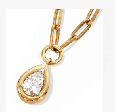STUDIO BY KAY Lab-Grown Diamonds Pear-Shaped Solitaire Necklace 1/2 ct tw 24K Yellow Gold Vermeil Sterling Silver 18