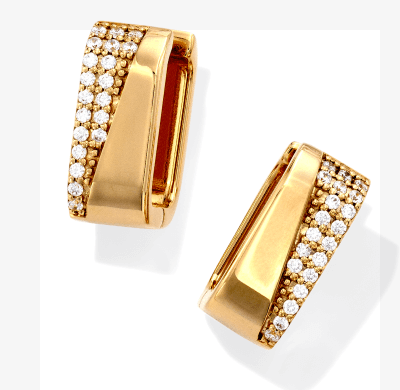 STUDIO BY KAY Diamond Wide Square Hoop Earrings 1/5 ct tw 24K Yellow Gold Vermeil Sterling Silver