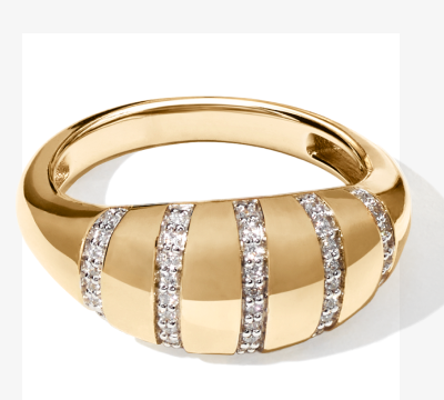 Diamond Multi-Row Dome Ring 1/6 ct tw 10K Yellow Gold