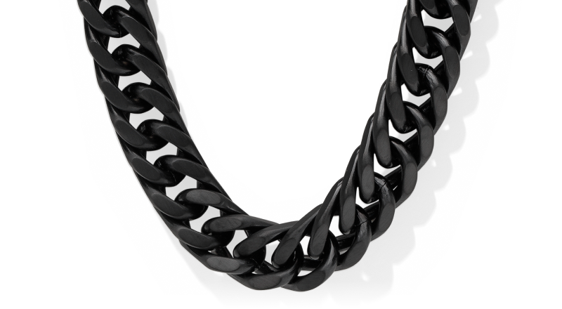 Matte Curb Necklace Black Ion-Plated Solid Stainless Steel 24
