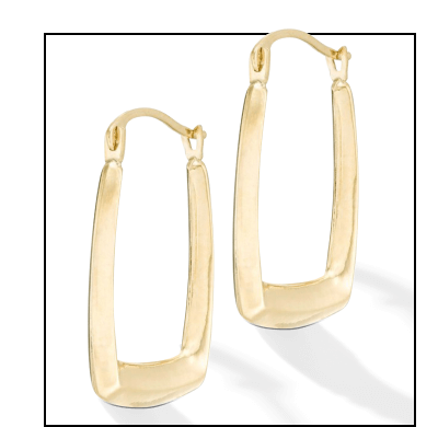 Angled Hoop Earrings 14K Yellow Gold