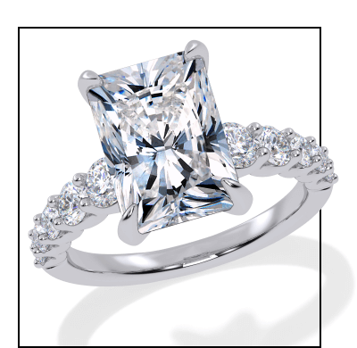 Now + Forever Lab-Grown Diamonds Radiant-Cut Engagement Ring 3-3/4 ct tw 14K White Gold