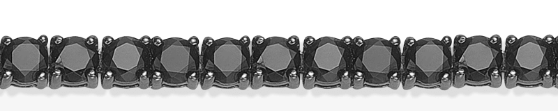 Men's Black Spinel Line Bracelet 3mm Black Ion-Plated Sterling Silver 8