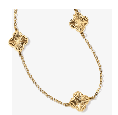 Italian Brilliance Diamond-Cut Clover Station Necklace 14K Yellow Gold 20