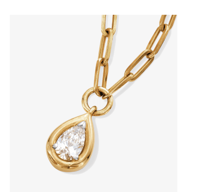STUDIO BY KAY Lab-Grown Diamonds Pear-Shaped Solitaire Necklace 1/2 ct tw 24K Yellow Gold Vermeil Sterling Silver 18