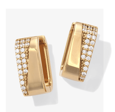 STUDIO BY KAY Diamond Wide Square Hoop Earrings 1/5 ct tw 24K Yellow Gold Vermeil Sterling Silver