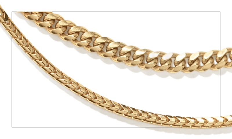 Two examples of men's gold chains