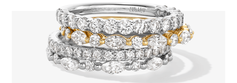 A stack of anniversary rings