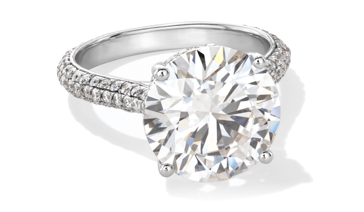 Now + Forever Lab-Grown Diamonds Round-Cut Hidden Halo Engagement Ring 6 7/8 ct tw 14K White Gold