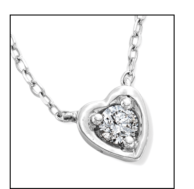 Round-Cut Diamond Solitaire Heart Necklace 1/8 ct tw Sterling Silver 18