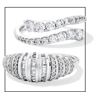 Two examples of cool-toned diamond rings