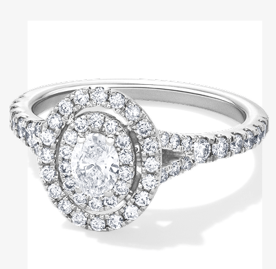 Now + Forever Lab-Grown Diamonds Oval-Cut Double Halo Engagement Ring 1 ct tw 14K White Gold.