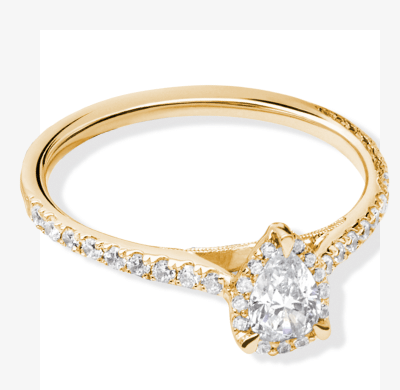 Now + Forever Lab-Grown Diamonds Pear-Shaped Halo Engagement Ring 3/4 ct tw 14K Yellow Gold
