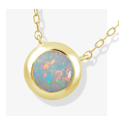 STUDIO BY KAY Lab-Created Opal Bezel-Set Solitaire Necklace 24K Yellow Gold Vermeil Sterling Silver 18