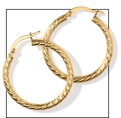 Italian Brilliance Diamond-Cut Hoop Earrings 14K Yellow Gold 20mm