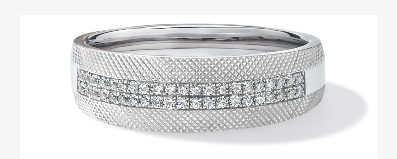 Now + Forever Men's Diamond Knurled Wedding Band 1/4 ct tw 10K White Gold