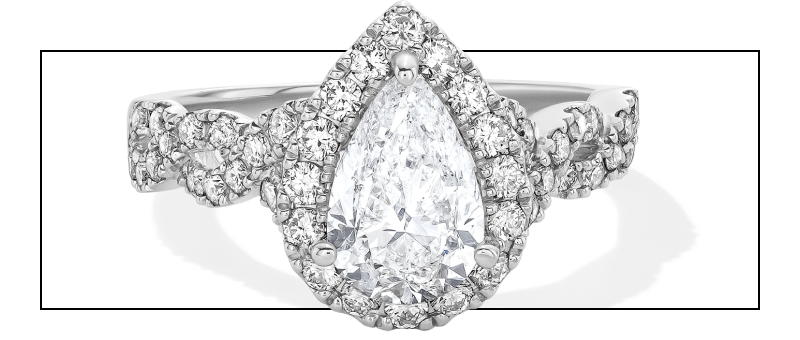 Neil Lane Diamond Engagement Ring 2-1/8 ct tw Pear & Round-cut 14K White Gold.