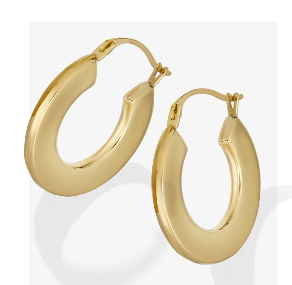 Flat Hoop Earrings 14K Yellow Gold