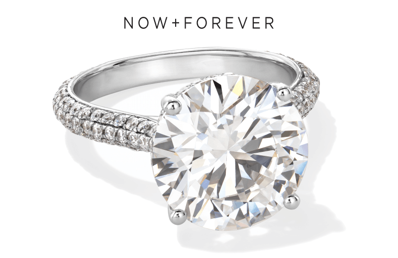 Now + Forever Lab-Grown Diamonds Round-Cut Hidden Halo Engagement Ring 6 7/8 ct tw 14K White Gold.