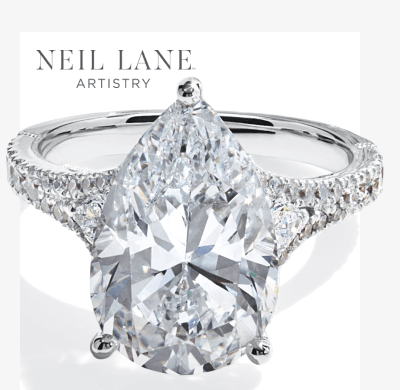 Neil Lane Artistry Pear-Shaped Lab-Grown Diamond Engagement Ring 7 ct tw 14K White Gold.