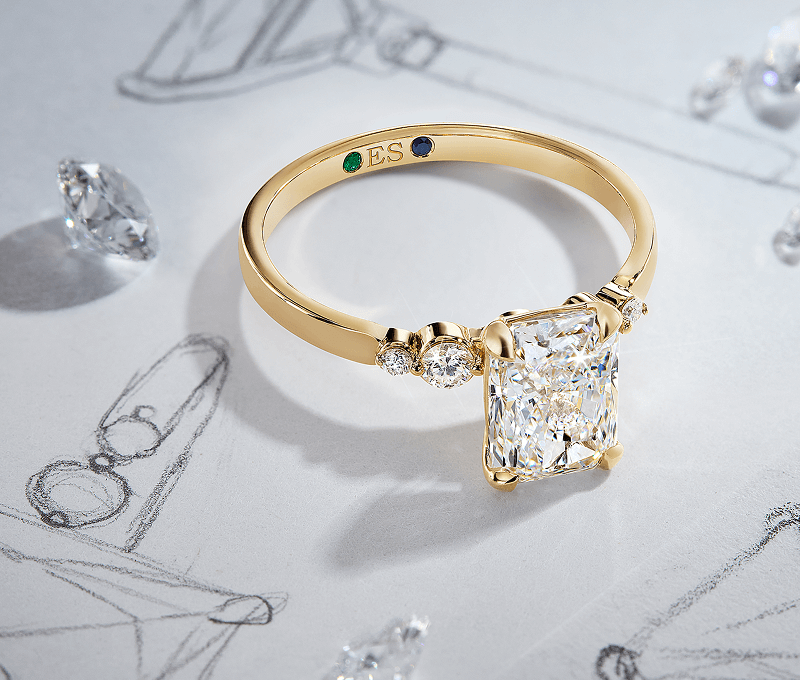 Emerald Cut Diamond Bridal Ring.