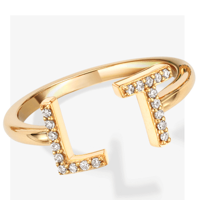 Diamond Couple's Initials Open Ring (2 Initials)