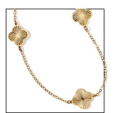Italian Brilliance Diamond-Cut Clover Station Necklace 14K Yellow Gold 20