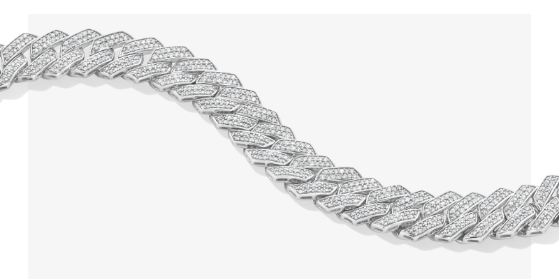 Men's Diamond Angle Curb Bracelet 3 ct tw Round-cut 10K White Gold 8.5