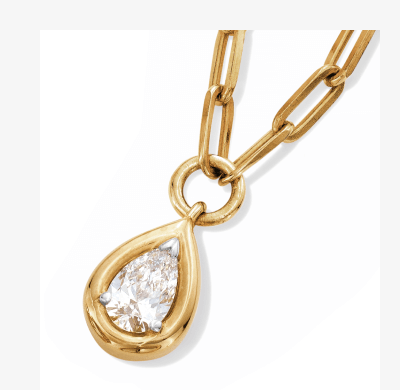 STUDIO BY KAY Lab-Grown Diamonds Pear-Shaped Solitaire Necklace 1/2 ct tw 24K Yellow Gold Vermeil Sterling Silver 18