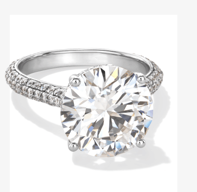 Now + Forever Lab-Grown Diamonds Round-Cut Hidden Halo Engagement Ring 6 7/8 ct tw 14K White Gold.