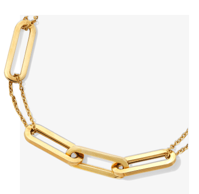 Paperclip Bolo Bracelet 10K Yellow Gold 9.5