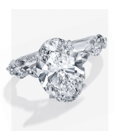 Neil Lane Artistry Oval-Cut Lab-Grown Diamond Engagement Ring 6 ct tw 14K White Gold.