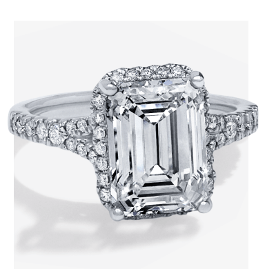 Now + Forever Lab-Grown Diamonds Emerald-Cut Halo Engagement Ring 5-1/2 ct tw 14K White Gold.