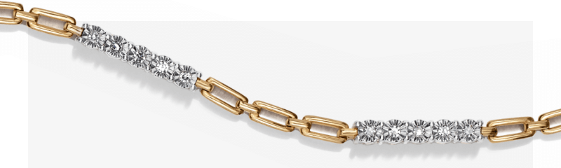 STUDIO BY KAY Lab-Grown Diamond & Rectangle Link Bracelet 1/4 ct tw 24K Yellow Gold Vermeil Sterling Silver 7