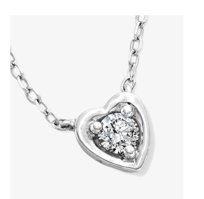 Round-Cut Diamond Solitaire Heart Necklace 1/8 ct tw Sterling Silver 18