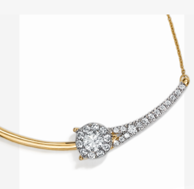 Closer Together Lab-Grown Diamond Halo Smile Necklace 3/4 ct tw 10K Two-Tone Gold 17
